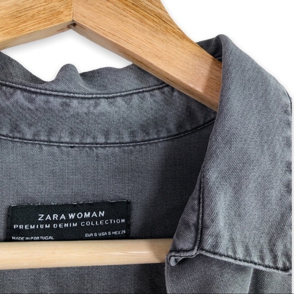 ZARA Woman Premium Denim Collection - Grey Oversized Long Sleeve - Small - Picture 4 of 8